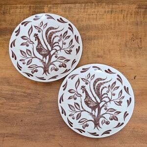 Circa 1958 Chanticleer Rooster Homer Laughlin Dura-Print Bread & Butter Plates